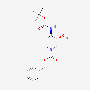 (3R,4R)-rel-Benzyl 4-((tert-butoxycarbonyl)amino)-3-hydroxypiperidine-1-carboxylate chemical structure (CAS 724787-52-4)