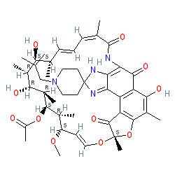 (9S,12E,14S,15R,16S,17R,18R,19R,20S,21S,22E,24Z)-16-(Acetyloxy)-6,18,20-trihydroxy-14-methoxy-7,9,15,17,19,21,25-heptamethyl-1′-(2-methylpropyl)spiro[9,4-(epoxypentadeca[1,11,13]trienimino)-2H-furo[2′,3′:7,8]naphth[1,2-d]imidazole-2,4′-piperidine]-5,10,26(3H,9H)-trione chemical structure (CAS 72559-06-9)
