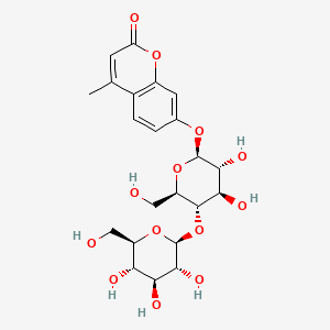 7-(((2S,3R,4R,5S,6R)-3,4-Dihydroxy-6-(hydroxymethyl)-5-(((2S,3R,4S,5S,6R)-3,4,5-trihydroxy-6-(hydroxymethyl)tetrahydro-2H-pyran-2-yl)oxy)tetrahydro-2H-pyran-2-yl)oxy)-4-methyl-2H-chromen-2-one chemical structure (CAS 72626-61-0)