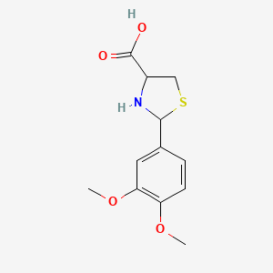 2-(3,4-Dimethoxyphenyl)thiazolidine-4-carboxylic acid chemical structure (CAS 72678-92-3)