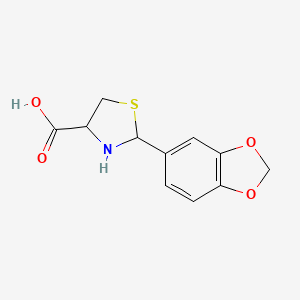 2-(Benzo[d][1,3]dioxol-5-yl)thiazolidine-4-carboxylic acid chemical structure (CAS 72678-96-7)