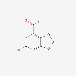 6-Bromobenzo[d][1,3]dioxole-4-carbaldehyde chemical structure (CAS 72744-55-9)