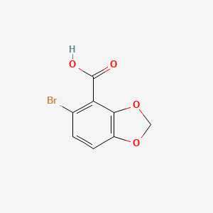 5-Bromobenzo[d][1,3]dioxole-4-carboxylic acid chemical structure (CAS 72744-56-0)