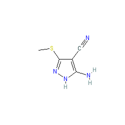 3-Amino-5-(methylthio)-1H-pyrazole-4-carbonitrile chemical structure (CAS 72760-85-1)