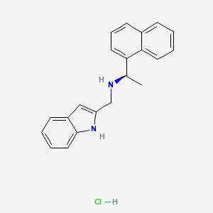 (R)-N-((1H-Indol-2-yl)methyl)-1-(naphthalen-1-yl)ethan-1-amine hydrochloride chemical structure (CAS 729610-18-8)