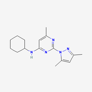 N-Cyclohexyl-2-(3,5-dimethyl-1H-pyrazol-1-yl)-6-methylpyrimidin-4-amine chemical structure (CAS 73029-73-9)