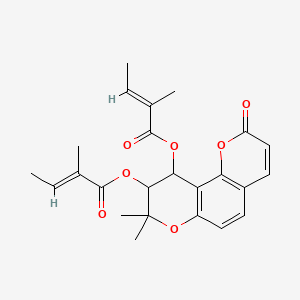 (9S,10S)-8,8-Dimethyl-2-oxo-9,10-dihydro-2H,8H-pyrano[2,3-f]chromene-9,10-diyl (2Z,2'Z)-bis(2-methylbut-2-enoate) chemical structure (CAS 73069-28-0)
