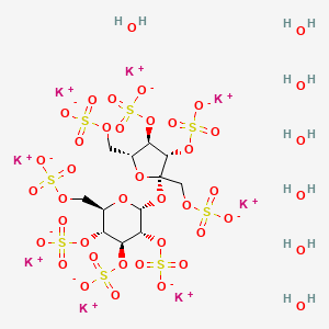Potassium (2R,3R,4S,5R,6R)-2-(((2S,3S,4R,5R)-3,4-bis(sulfonatooxy)-2,5-bis((sulfonatooxy)methyl)tetrahydrofuran-2-yl)oxy)-6-((sulfonatooxy)methyl)tetrahydro-2H-pyran-3,4,5-triyl tris(sulfate) chemical structure (CAS 73264-44-5)