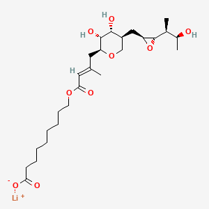 Lithium 9-(((E)-4-((2S,3R,4R,5S)-3,4-dihydroxy-5-(((2S,3S)-3-((2S,3S)-3-hydroxybutan-2-yl)oxiran-2-yl)methyl)tetrahydro-2H-pyran-2-yl)-3-methylbut-2-enoyl)oxy)nonanoate chemical structure (CAS 73346-79-9)