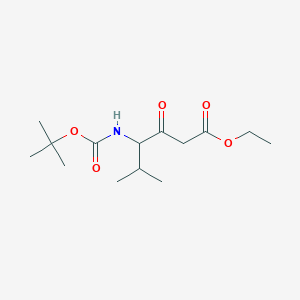 Ethyl 4-((tert-butoxycarbonyl)amino)-5-methyl-3-oxohexanoate chemical structure (CAS 733803-23-1)