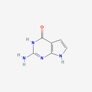 2-Amino-3,7-dihydropyrrolo[2,3-d]pyrimidin-4-one chemical structure (CAS 7355-55-7)