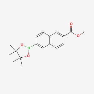 Methyl 6-(4,4,5,5-tetramethyl-1,3,2-dioxaborolan-2-yl)-2-naphthoate chemical structure (CAS 736989-93-8)