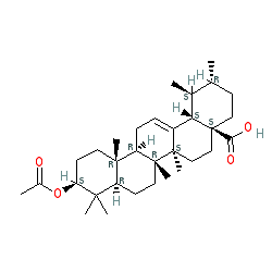 (1S,2R,4AS,6aS,6bR,8aR,10S,12aR,12bR,14bS)-10-acetoxy-1,2,6a,6b,9,9,12a-heptamethyl-1,3,4,5,6,6a,6b,7,8,8a,9,10,11,12,12a,12b,13,14b-octadecahydropicene-4a(2H)-carboxylic acid chemical structure (CAS 7372-30-7)