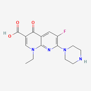 1-Ethyl-6-fluoro-4-oxo-7-(piperazin-1-yl)-1,4-dihydro-1,8-naphthyridine-3-carboxylic acid chemical structure (CAS 74011-58-8)