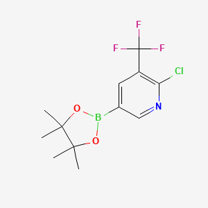 2-Chloro-5-(4,4,5,5-tetramethyl-1,3,2-dioxaborolan-2-yl)-3-(trifluoromethyl)pyridine chemical structure (CAS 741709-67-1)