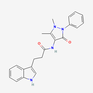 N-(1,5-Dimethyl-3-oxo-2-phenyl-2,3-dihydro-1H-pyrazol-4-yl)-3-(1H-indol-3-yl)propanamide chemical structure (CAS 742116-45-6)