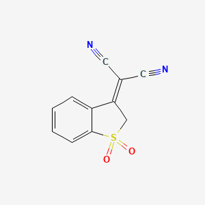 2-(1,1-Dioxidobenzo[b]thiophen-3(2H)-ylidene)malononitrile chemical structure (CAS 74228-25-4)