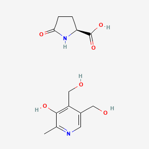 (5-Hydroxy-6-methylpyridine-3,4-diyl)dimethanol (S)-5-oxopyrrolidine-2-carboxylate chemical structure (CAS 74536-44-0)