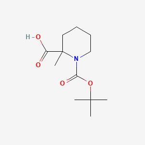 1-(tert-Butoxycarbonyl)-2-methylpiperidine-2-carboxylic acid chemical structure (CAS 746658-74-2)
