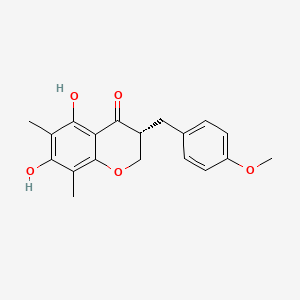 (R)-5,7-Dihydroxy-3-(4-methoxybenzyl)-6,8-dimethylchroman-4-one chemical structure (CAS 74805-91-7)