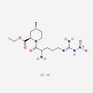 (2R,4R)-Ethyl 1-(2-amino-5-(3-nitroguanidino)pentanoyl)-4-methylpiperidine-2-carboxylate hydrochloride chemical structure (CAS 74874-08-1)