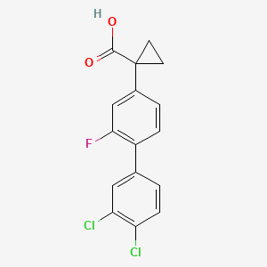 1-(3',4'-Dichloro-2-fluoro-[1,1'-biphenyl]-4-yl)cyclopropane-1-carboxylic acid chemical structure (CAS 749269-83-8)