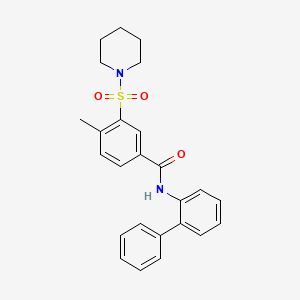 N-([1,1'-Biphenyl]-2-yl)-4-methyl-3-(piperidin-1-ylsulfonyl)benzamide chemical structure (CAS 750625-29-7)