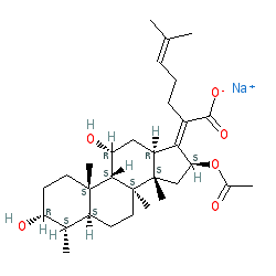 Sodium (Z)-2-((3R,4S,5S,8S,9S,10S,11R,13R,14S,16S)-16-acetoxy-3,11-dihydroxy-4,8,10,14-tetramethyldodecahydro-1H-cyclopenta[a]phenanthren-17(2H,10H,14H)-ylidene)-6-methylhept-5-enoate chemical structure (CAS 751-94-0)