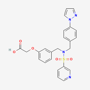 2-(3-((N-(4-(1H-pyrazol-1-yl)benzyl)pyridine-3-sulfonamido)methyl)phenoxy)acetic acid chemical structure (CAS 752187-80-7)