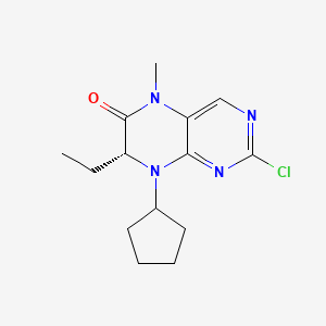 (R)-2-Chloro-8-cyclopentyl-7-ethyl-5-methyl-7,8-dihydropteridin-6(5H)-one chemical structure (CAS 755039-55-5)