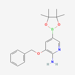 3-(Benzyloxy)-5-(4,4,5,5-tetramethyl-1,3,2-dioxaborolan-2-yl)pyridin-2-amine chemical structure (CAS 756520-57-7)