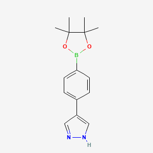 4-(4-(4,4,5,5-Tetramethyl-1,3,2-dioxaborolan-2-yl)phenyl)-1H-pyrazole chemical structure (CAS 756520-75-9)