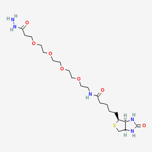N-(15-Hydrazineyl-15-oxo-3,6,9,12-tetraoxapentadecyl)-5-((3aS,4S,6aR)-2-oxohexahydro-1H-thieno[3,4-d]imidazol-4-yl)pentanamide chemical structure (CAS 756525-97-0)