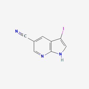 3-Iodo-1H-pyrrolo[2,3-b]pyridine-5-carbonitrile chemical structure (CAS 757978-11-3)