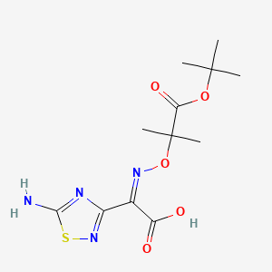 (Z)-2-(5-Amino-1,2,4-thiadiazol-3-yl)-2-(((1-(tert-butoxy)-2-methyl-1-oxopropan-2-yl)oxy)imino)acetic acid chemical structure (CAS 76028-96-1)