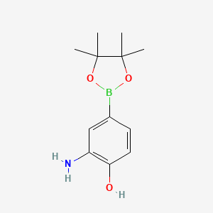 2-Amino-4-(4,4,5,5-tetramethyl-1,3,2-dioxaborolan-2-yl)phenol chemical structure (CAS 760990-10-1)