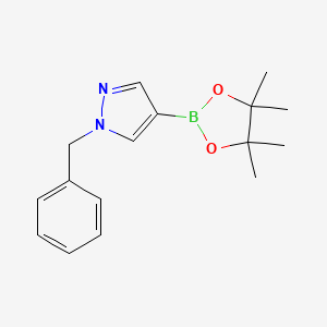 1-(Phenylmethyl)-4-(4,4,5,5-tetramethyl-1,3,2-dioxaborolan-2-yl)-1H-pyrazole chemical structure (CAS 761446-45-1)