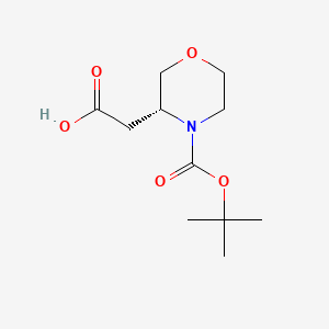 (R)-2-(4-(tert-Butoxycarbonyl)morpholin-3-yl)acetic acid chemical structure (CAS 761460-03-1)