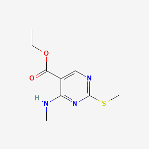 Ethyl 4-(methylamino)-2-(methylsulfanyl)-5-pyrimidinecarboxylate chemical structure (CAS 76360-82-2)