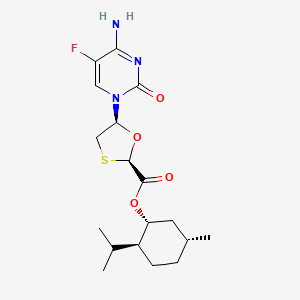 (2R,5S)-(1R,2S,5R)-2-Isopropyl-5-methylcyclohexyl 5-(4-amino-5-fluoro-2-oxopyrimidin-1(2H)-yl)-1,3-oxathiolane-2-carboxylate chemical structure (CAS 764659-72-5)