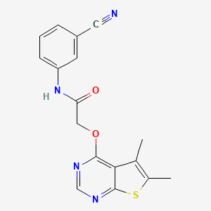 N-(3-Cyanophenyl)-2-((5,6-dimethylthieno[2,3-d]pyrimidin-4-yl)oxy)acetamide chemical structure (CAS 764694-25-9)