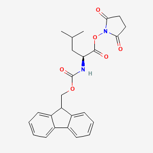 (S)-2,5-Dioxopyrrolidin-1-yl 2-((((9H-fluoren-9-yl)methoxy)carbonyl)amino)-4-methylpentanoate chemical structure (CAS 76542-83-1)