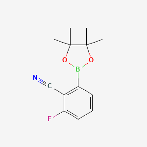 2-Fluoro-6-(4,4,5,5-tetramethyl-1,3,2-dioxaborolan-2-yl)benzonitrile chemical structure (CAS 765916-91-4)
