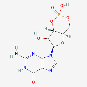 2-Amino-9-((4aR,6R,7R,7aS)-2,7-dihydroxy-2-oxidotetrahydro-4H-furo[3,2-d][1,3,2]dioxaphosphinin-6-yl)-1,9-dihydro-6H-purin-6-one chemical structure (CAS 7665-99-8)