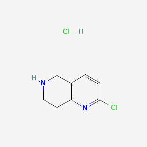 2-Chloro-5,6,7,8-tetrahydro-1,6-naphthyridine hydrochloride chemical structure (CAS 766545-20-4)