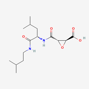 (2S,3S)-3-(((S)-1-(Isopentylamino)-4-methyl-1-oxopentan-2-yl)carbamoyl)oxirane-2-carboxylic acid chemical structure (CAS 76684-89-4)