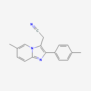 2-(6-Methyl-2-(p-tolyl)imidazo[1,2-a]pyridin-3-yl)acetonitrile chemical structure (CAS 768398-03-4)