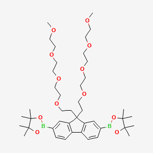 2,2'-(9,9-Di(2,5,8,11-tetraoxatridecan-13-yl)-9H-fluorene-2,7-diyl)bis(4,4,5,5-tetramethyl-1,3,2-dioxaborolane) chemical structure (CAS 771563-20-3)