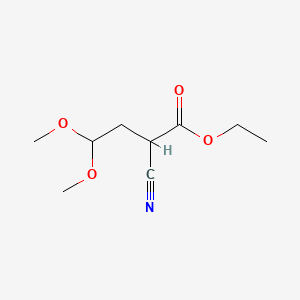 Ethyl 2-cyano-4,4-dimethoxybutanoate chemical structure (CAS 773076-83-8)