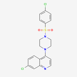 7-Chloro-4-(4-((4-chlorophenyl)sulfonyl)piperazin-1-yl)quinoline chemical structure (CAS 774549-97-2)